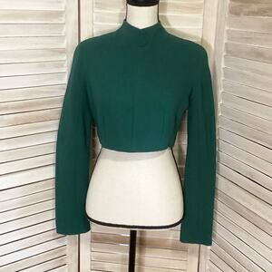 Emilia Wickstead Forest Green Wool Crepe Cropped Top UK 12 US 8